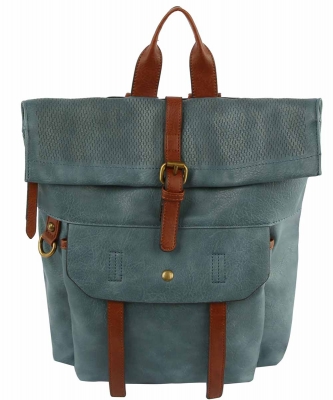 Fashion Buckle Flap Backpack CJF080 DARK DENIM